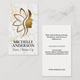 Gold Woman Beauty Salon Logo Business Card
