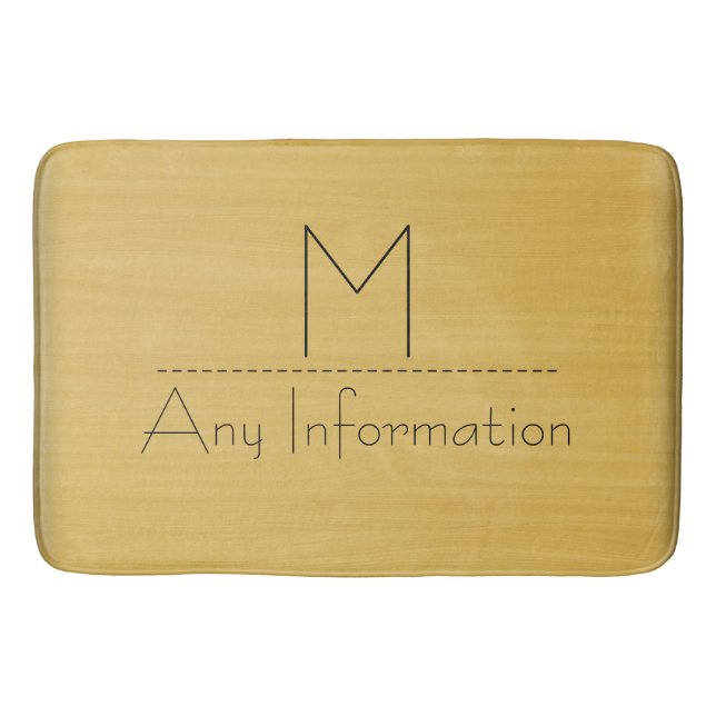 Gold Wood Grain Texture Monogram Bath Mat (Front)