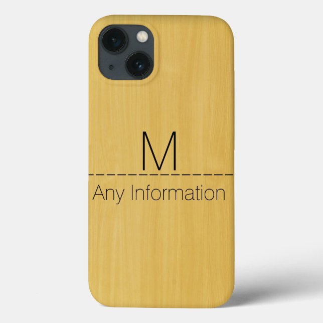 Gold Wood Grain Texture Monogram Case-Mate iPhone Case (Back)