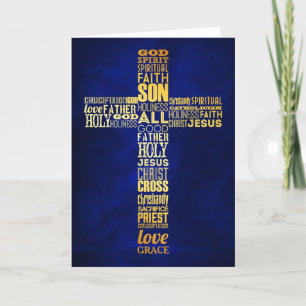 Gold Word Cross Christian Easter Card