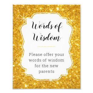 Gold Words of Wisdom Advice Baby Shower Sign