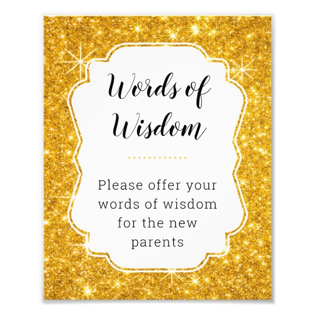 Gold Words of Wisdom Advice Baby Shower Sign (Front)