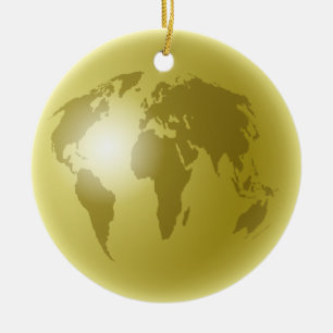 Gold World Globe Ceramic Tree Decoration