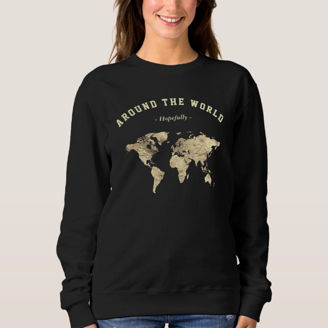 Gold World Map Traveller  Sweatshirt (Front)