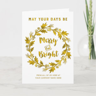 Gold Wreath Corporate Christmas Cards