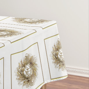 Gold Wreath Merry Christmas Table Cloth