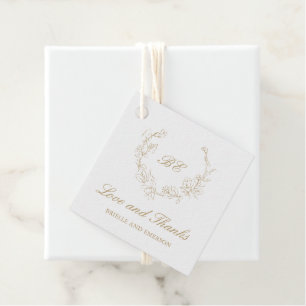 Gold Wreath Monogram Elegant Wedding Favour Tags