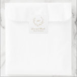 Gold Wreath Monogram Elegant Wedding Square Sticker<br><div class="desc">Elegant wedding favour stickers featuring a clean and timeless design with your monogram inside of a wreath crest along with the message "love and thanks" and your names.</div>