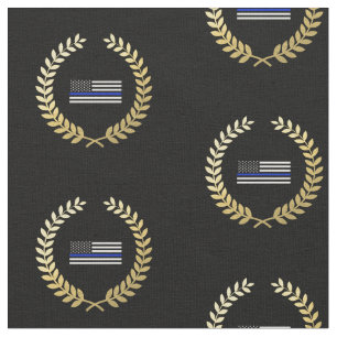 Gold Wreath Police Flag Fabric