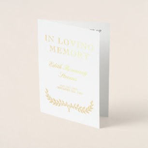 Gold Wreaths Elegant Funeral Program Foil Card