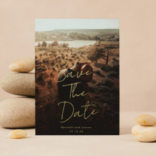 Gold Written Custom Names Photo Save The Date