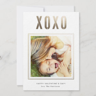Gold XOXO faux foil Valentine's Day Photo Card