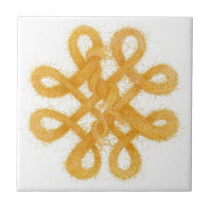 Gold Yarn Celtic Knot 4.25" x 4.25" Ceramic Tile