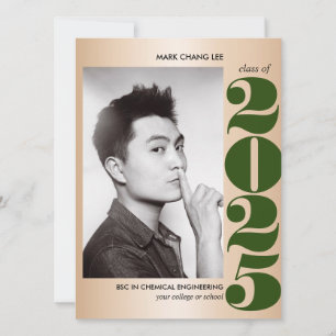 GOLD YEAR   DARK GREEN COLLEGE PHOTO GRADUATION CARD
