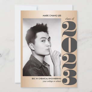 GOLD YEAR GRAY BOLD COLLEGE PHOTO GRADUATION CARD