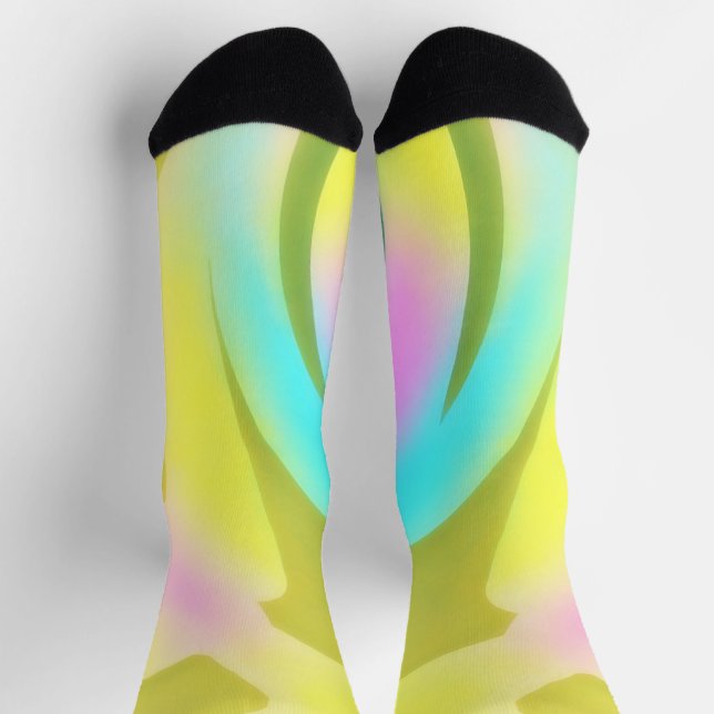 Gold Yellow Abstract Art Fun Socks (Top)