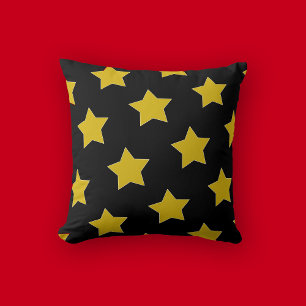 Gold/Yellow  And Black Stars Birthday Cushion