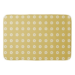 gold yellow and white Buttercup Flowers Bath Mat