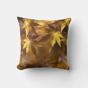 Gold Yellow Autumn Fall Maple Leaves Cushion