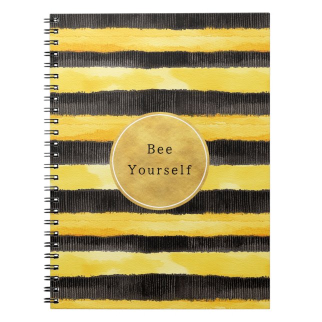 Gold Yellow Black Bee Stripes Notebook (Front)
