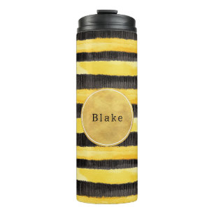 Gold Yellow Black Bee Stripes Thermal Tumbler