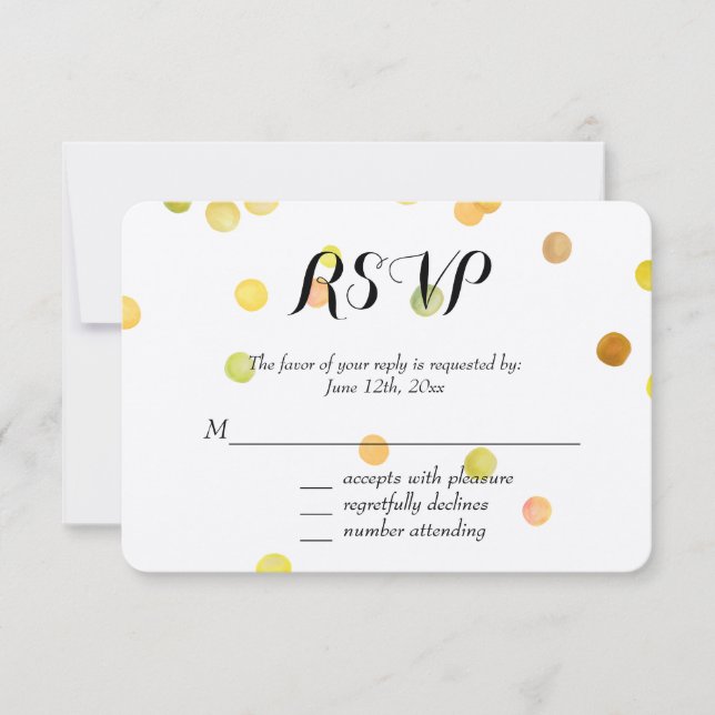 Gold Yellow Confetti Dots RSVP (Front)