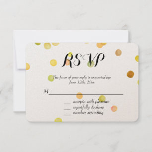 Gold Yellow Confetti Dots RSVP Card
