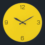 Gold Yellow FFD700 Colour with Add Your Name Optio Large Clock<br><div class="desc">Add a name, initials or some text, or keep the colour alone. Colour coordinates with other items in the store based on the name and the HEX code (six-digit hex triplet) shown. Use this code to mix, match and customise any other item to go with this, or to add to...</div>