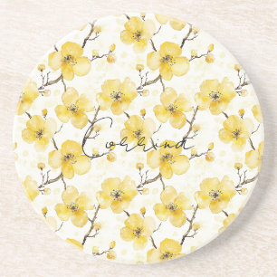 Gold Yellow Flowers Coaster