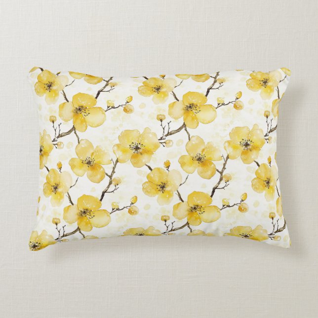Gold Yellow Flowers  Decorative Cushion (Front)