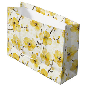 Gold Yellow Flowers Wedding Large Gift Bag