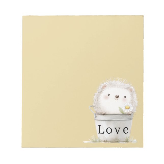 Gold Yellow Garden Hedgehog Daisy Flower  Notepad (Front)