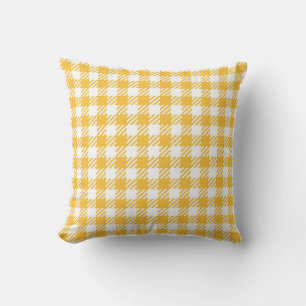 Gold Yellow Gingham Plaid Pattern  Cushion