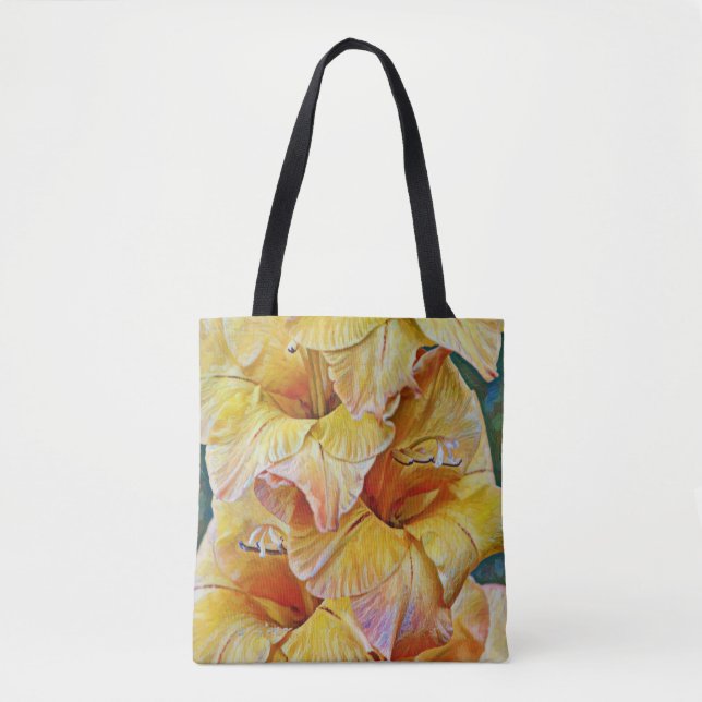 Gold Yellow Gladiolus Flowers Art Tote Bag (Front)