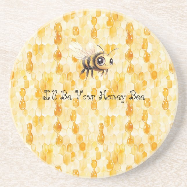 Gold Yellow Honey Bee Coaster (Front)