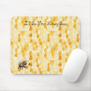 Gold Yellow Honey Bee Mouse Pad