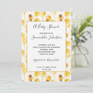 Gold Yellow Honey Bees Baby Shower Invitation