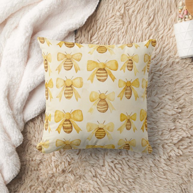 Gold Yellow Honey Bees Honey Combs Cushion (Blanket)