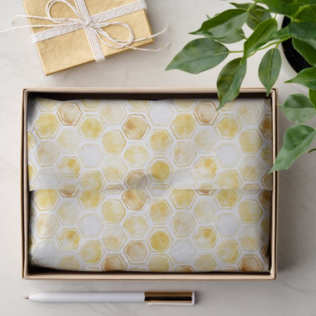 Gold Yellow Honeycomb Birthday Tissue Paper (Gift)