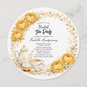 Gold Yellow Palette Tea Party Bridal Shower Invitation