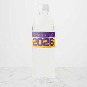 Gold Yellow & Purple Personalised Graduation Water Bottle Label