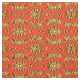 Gold Yellow Red Diamond Print Pattern Fabric