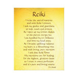 Gold yellow Reiki healing connection poem Canvas Print