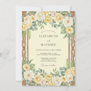 Gold Yellow Rose Wedding Invitation