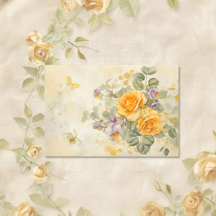 Gold Yellow Roses 50th Wedding Anniversary Wrapping Paper Sheet
