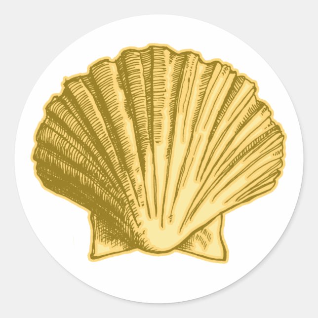 Gold Yellow Seashell Stickers (Front)