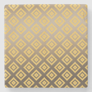 Gold Yellow Tribal Aztec Stone Coaster