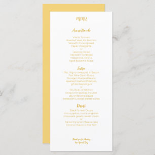 Gold Yellow Wedding Menu