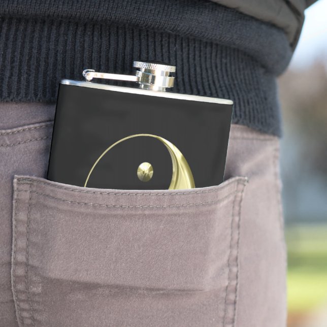 Gold Yin Yang Hip Flask (In Situ)