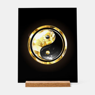 Gold Yin Yang on black Acrylic Sign